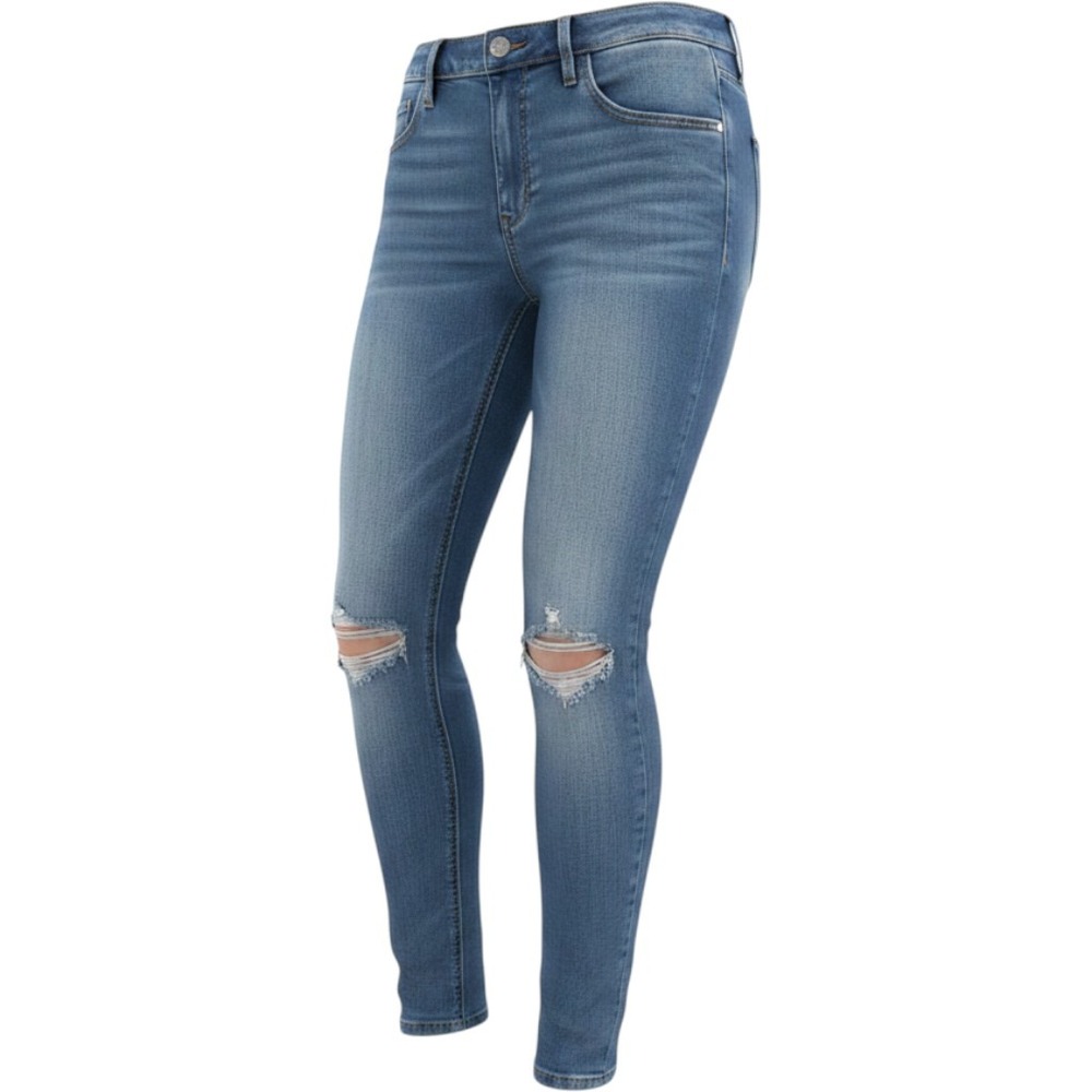 Free People Distressed Skinny Jeans Blue Denim Knee Blowout W25R 61855-1651123
